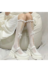 Kawaii Bow Lace Calf Socks