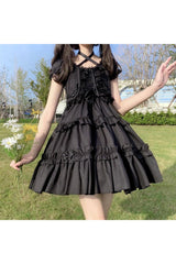 Kawaii Goth Lace Ruffle Dress