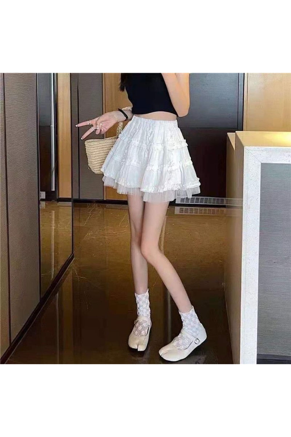 Mini-jupe blanche kawaii