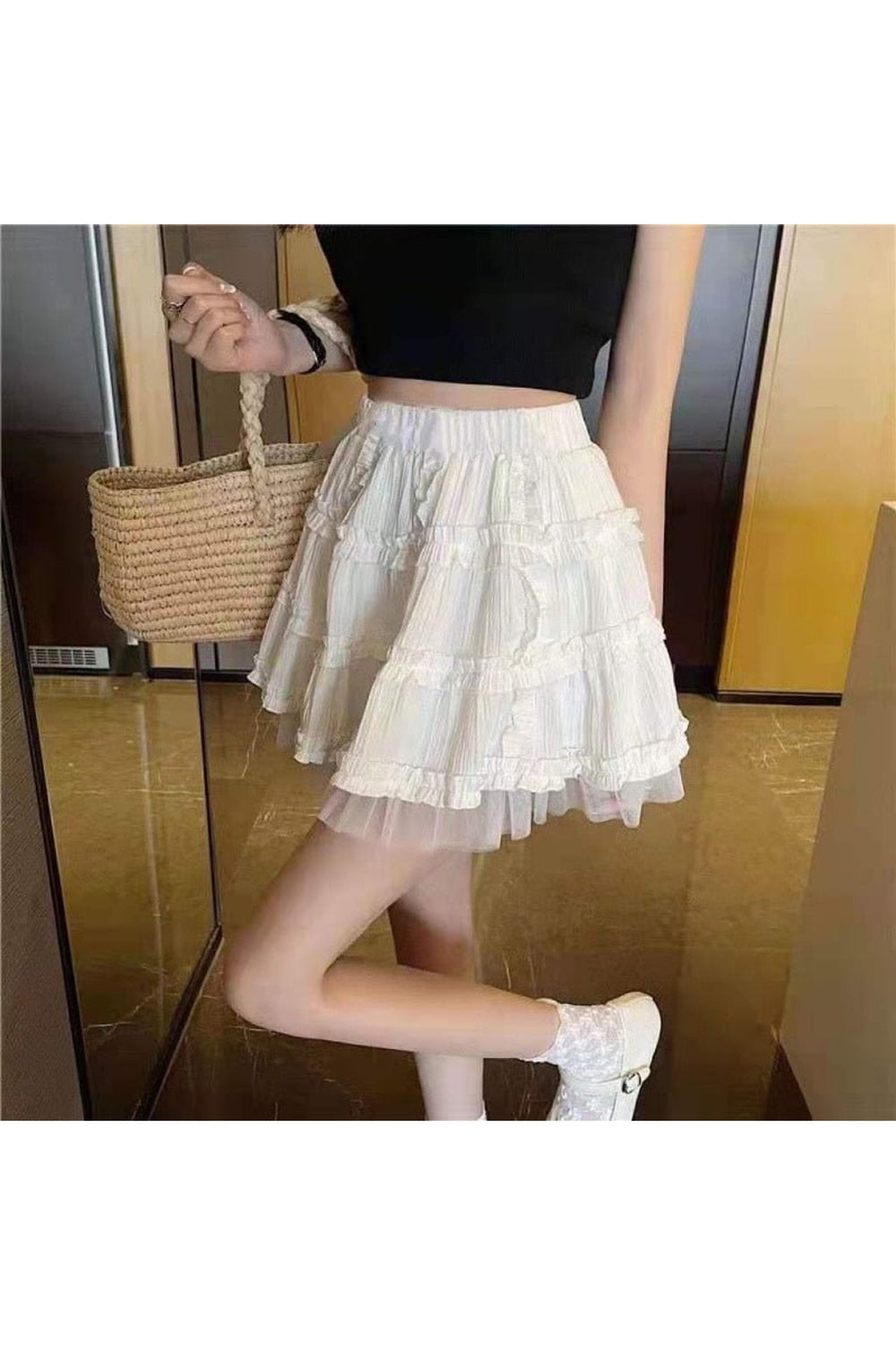 Mini-jupe blanche kawaii
