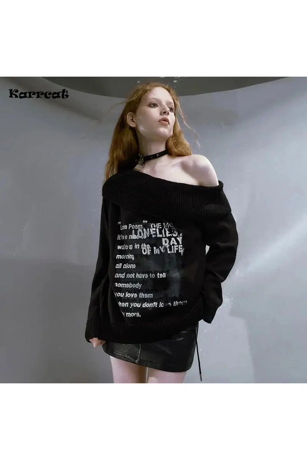 Schulterfreier Pullover „Lonely Verse“