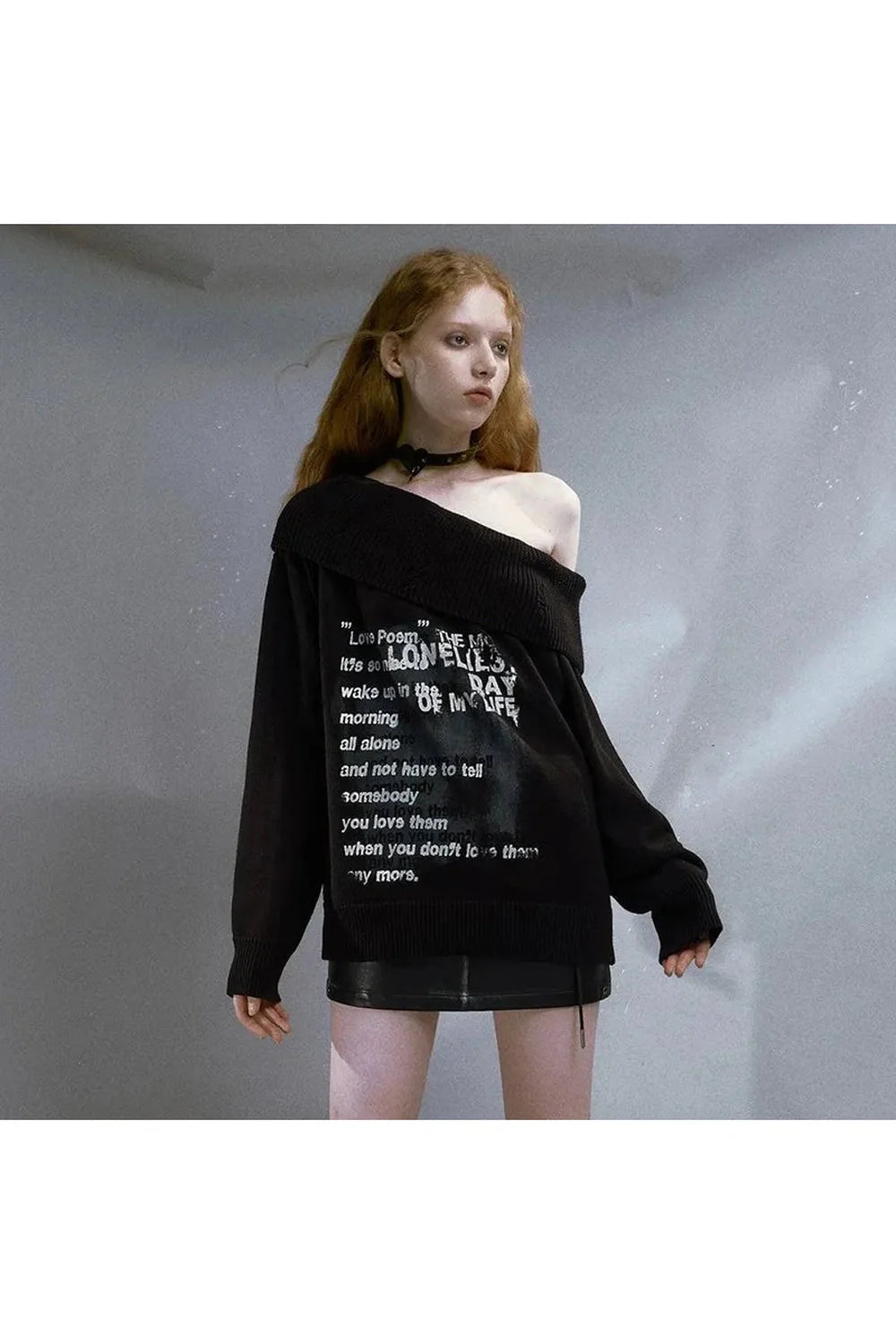 Schulterfreier Pullover „Lonely Verse“