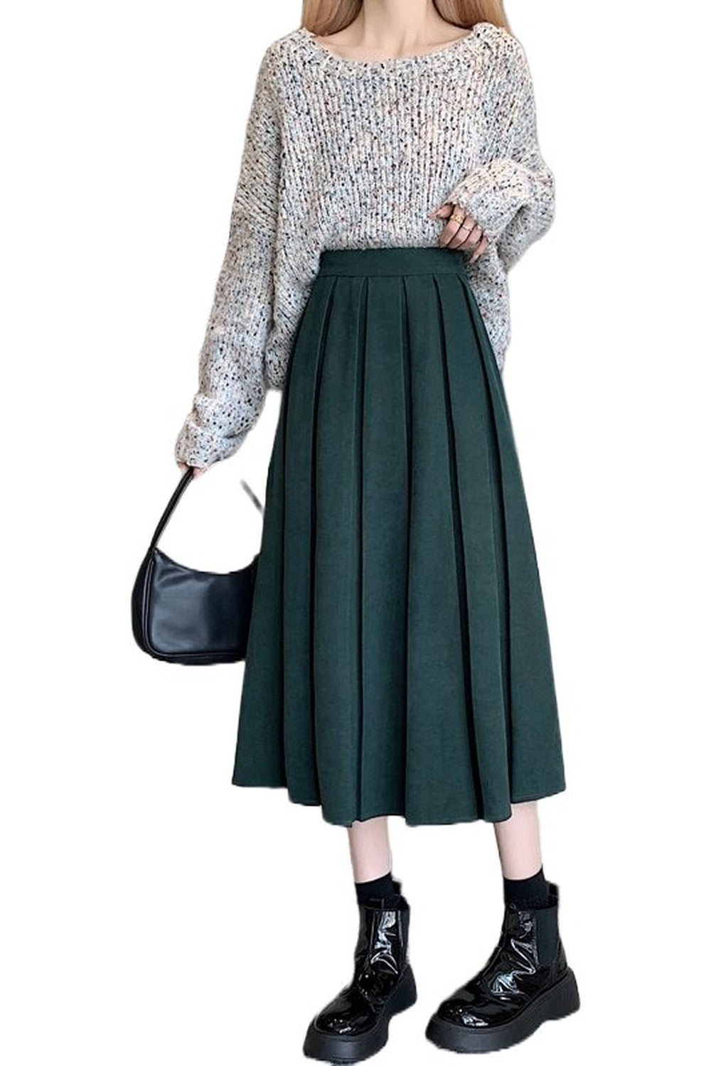 Long  Midi Green Skirt