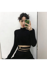 Long Sleeve Goth Crop Top