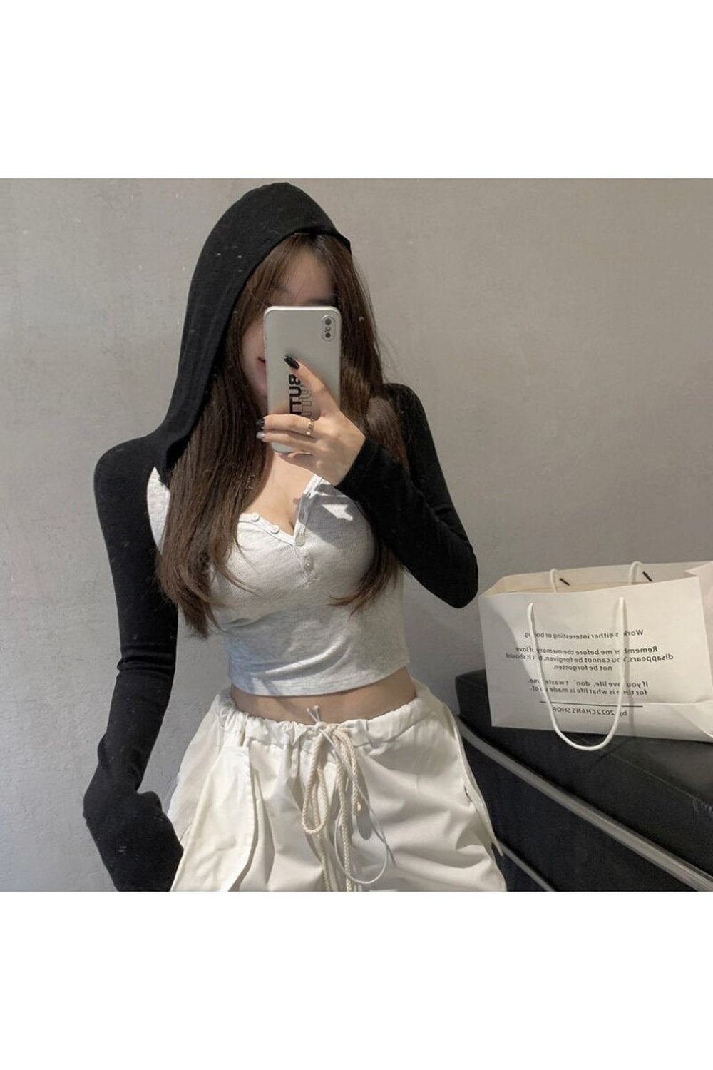 Long Sleeve Hooded Crop Top