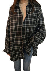 Long Sleeve Plaid Blouse