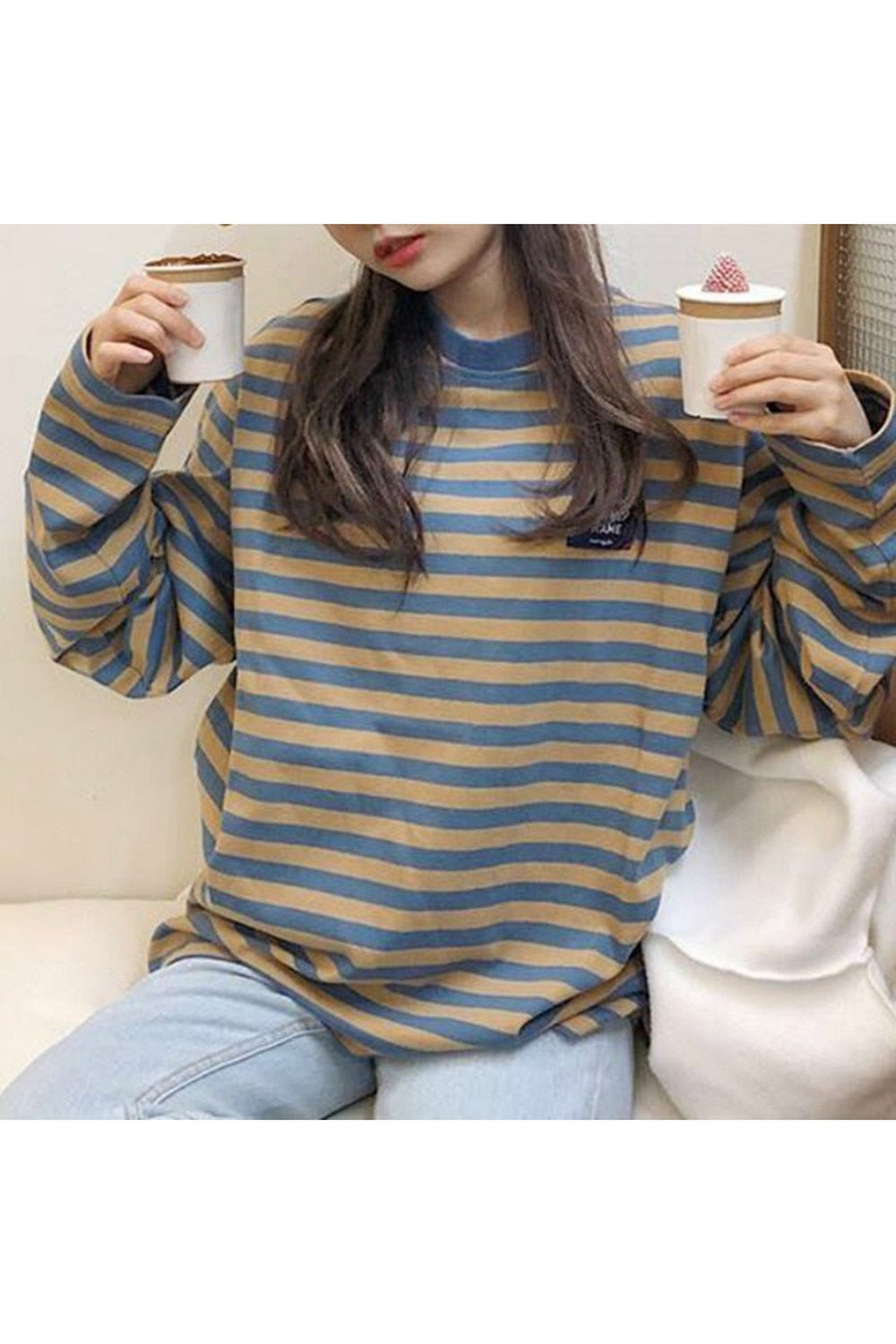 Long Sleeve Retro Striped T-shirt