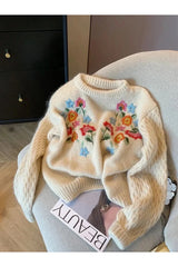 Fall Meadow Bloom Knit Sweater