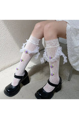 Medium Tube Rose Lace Socks