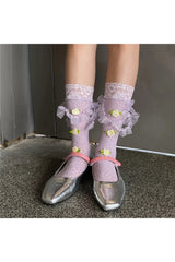 Medium Tube Rose Lace Socks