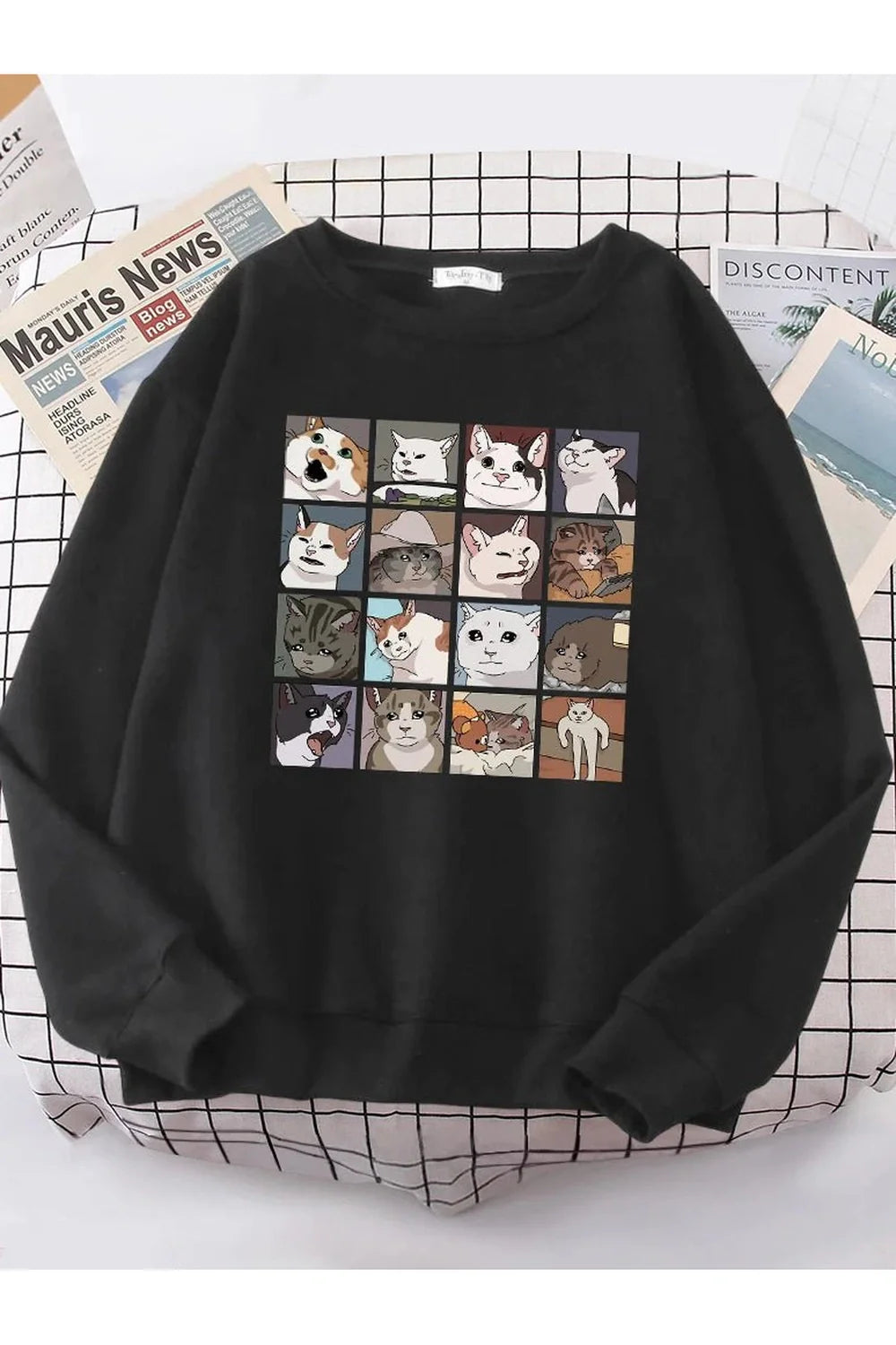 Meme Cats Oversized Women's Sweatshirt