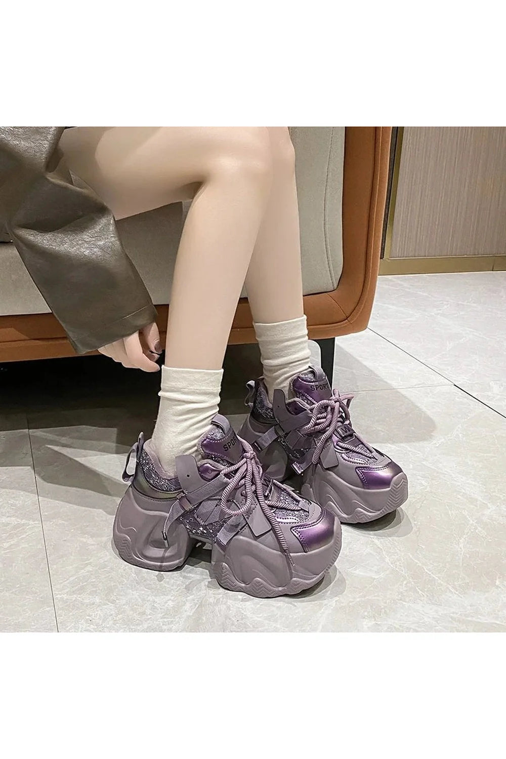 Metallic Violet Chunky Sneakers