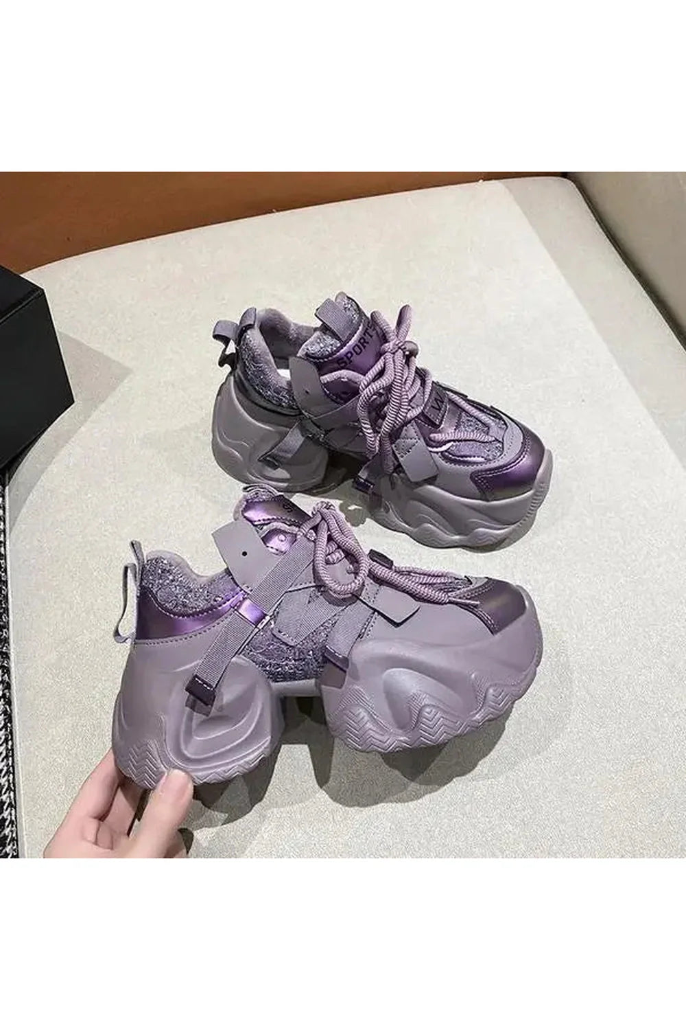 Metallic Violet Chunky Sneakers