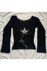 Midnight Bloom Knit Sweater