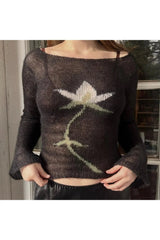 Midnight Bloom Knit Sweater