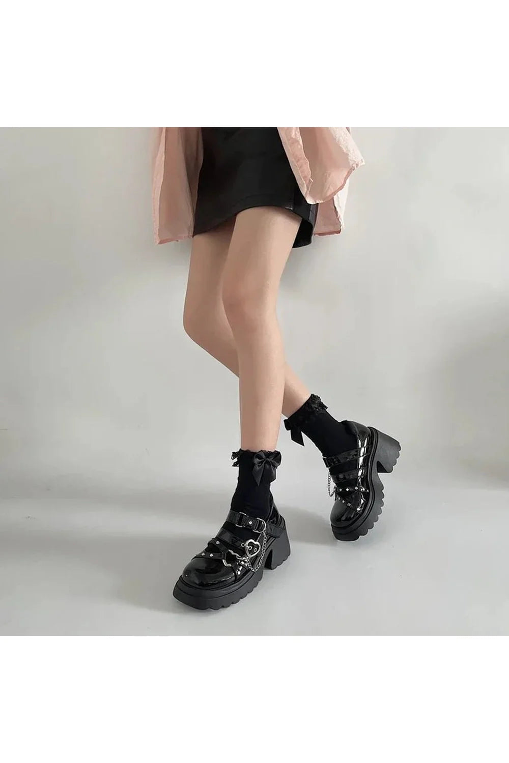 Midnight Heart Chain Platform Shoes