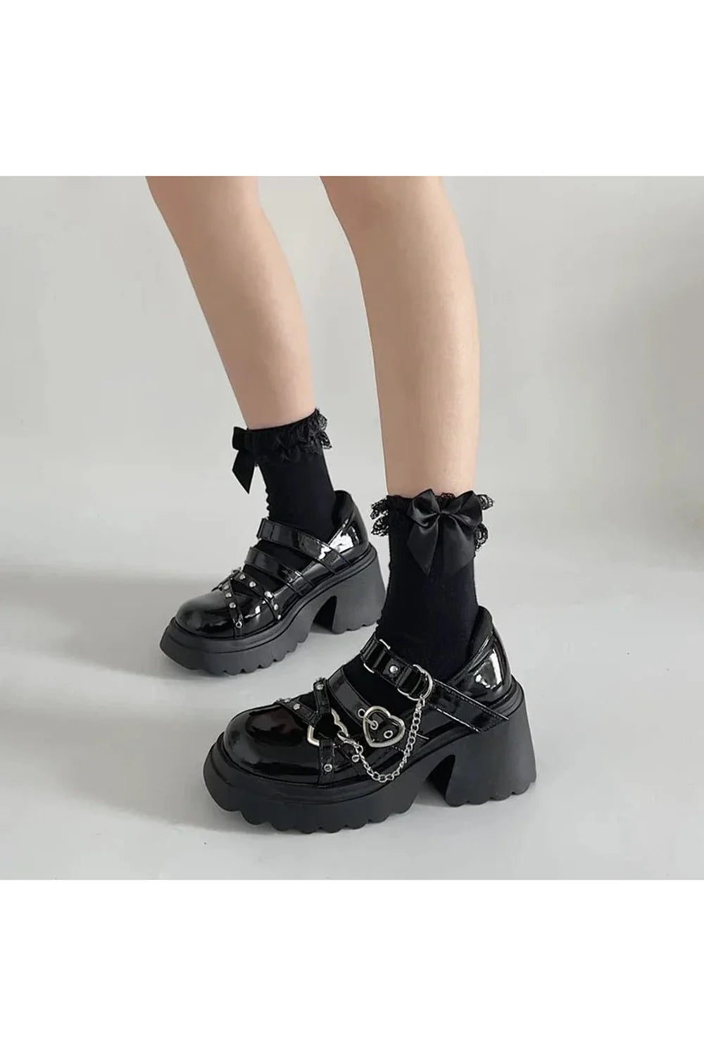 Midnight Heart Chain Platform Shoes