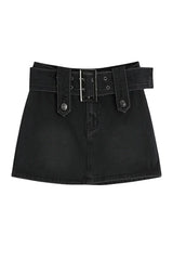 Midnight Rebel Belted Mini Skirt