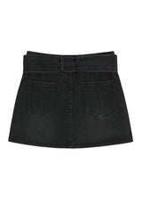 Midnight Rebel Belted Mini Skirt