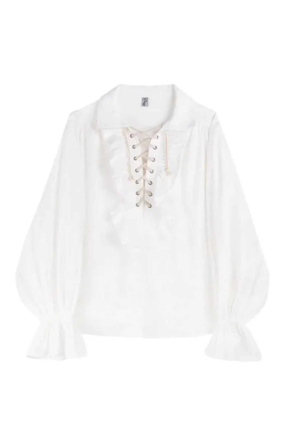 Midnight Ruffle Lace-Up Blouse