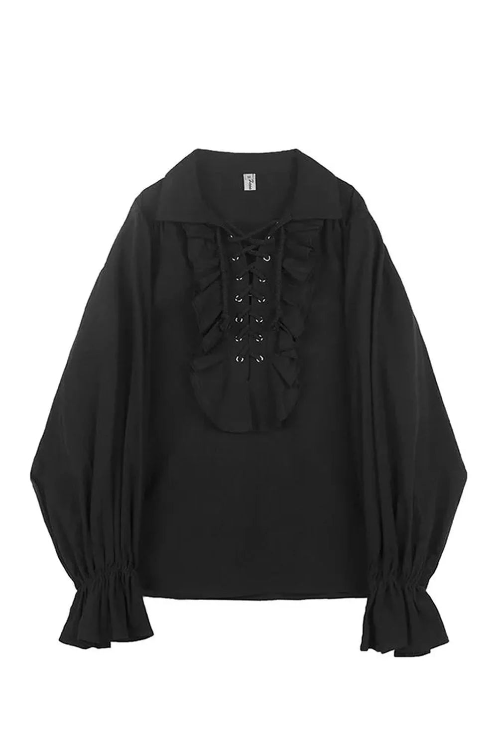 Midnight Ruffle Lace-Up Blouse