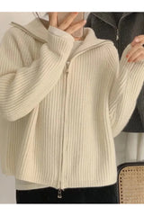 Minimalist Ribbed Zip-Up Sweater