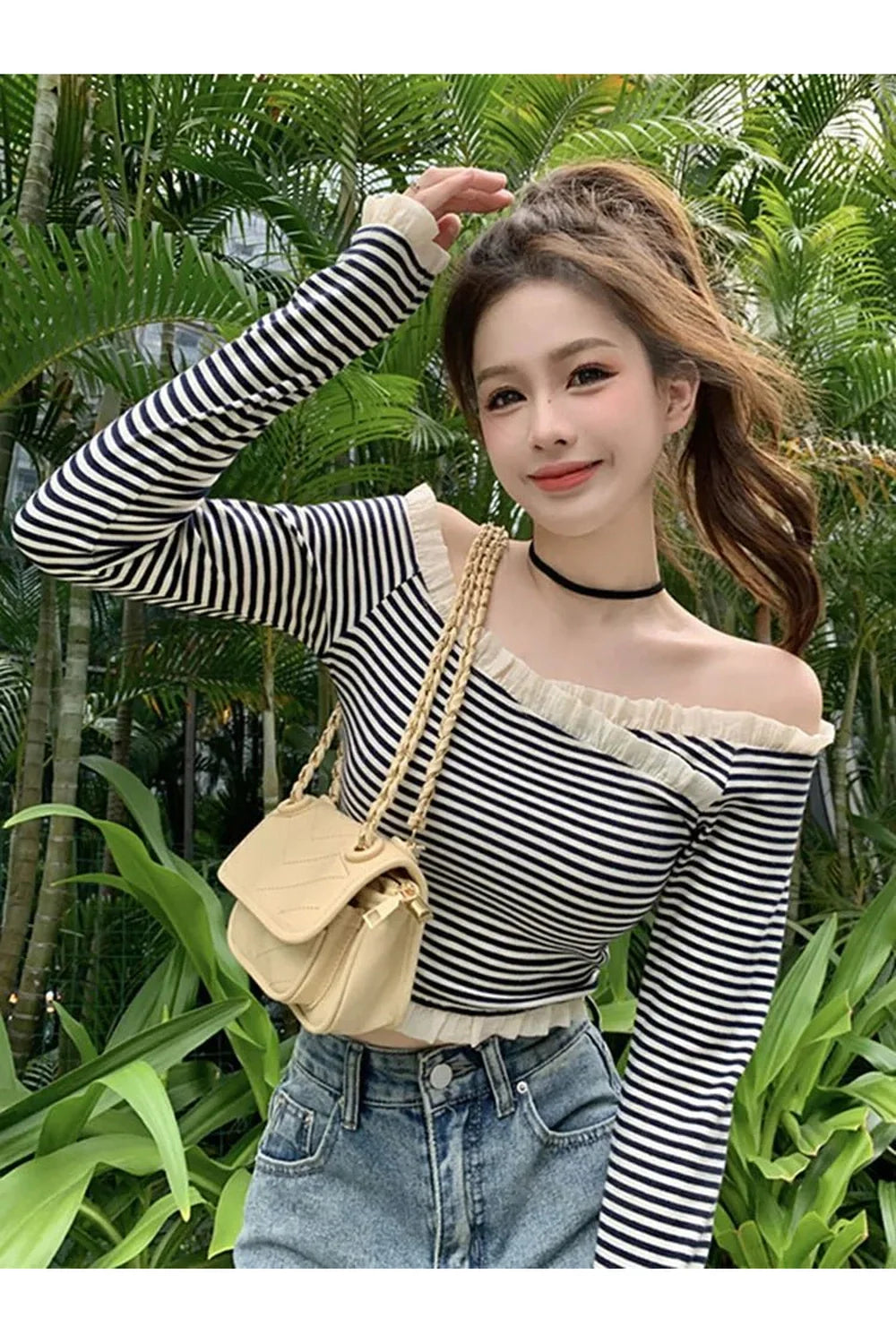 Monochrome Muse Off-Shoulder Top