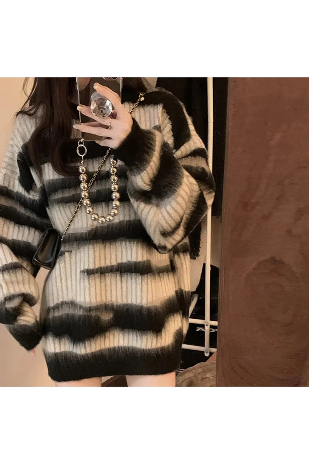 Monochrome Tie-Dye Oversized Sweater