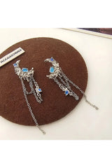 Moon Tassel Butterfly Drop Earrings