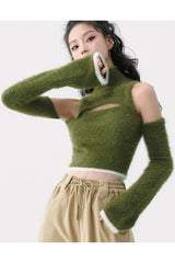 Mossy Cutout Fuzzy Crop Top