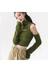 Mossy Cutout Fuzzy Crop Top