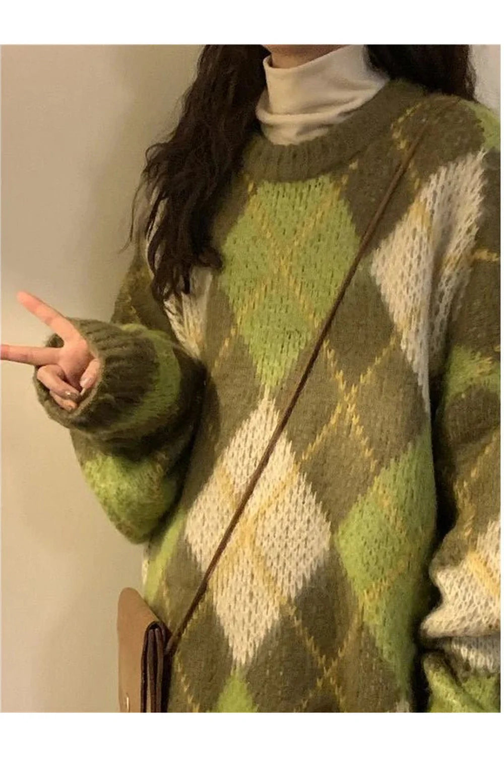 Mossy Plaid Oversized Sweater