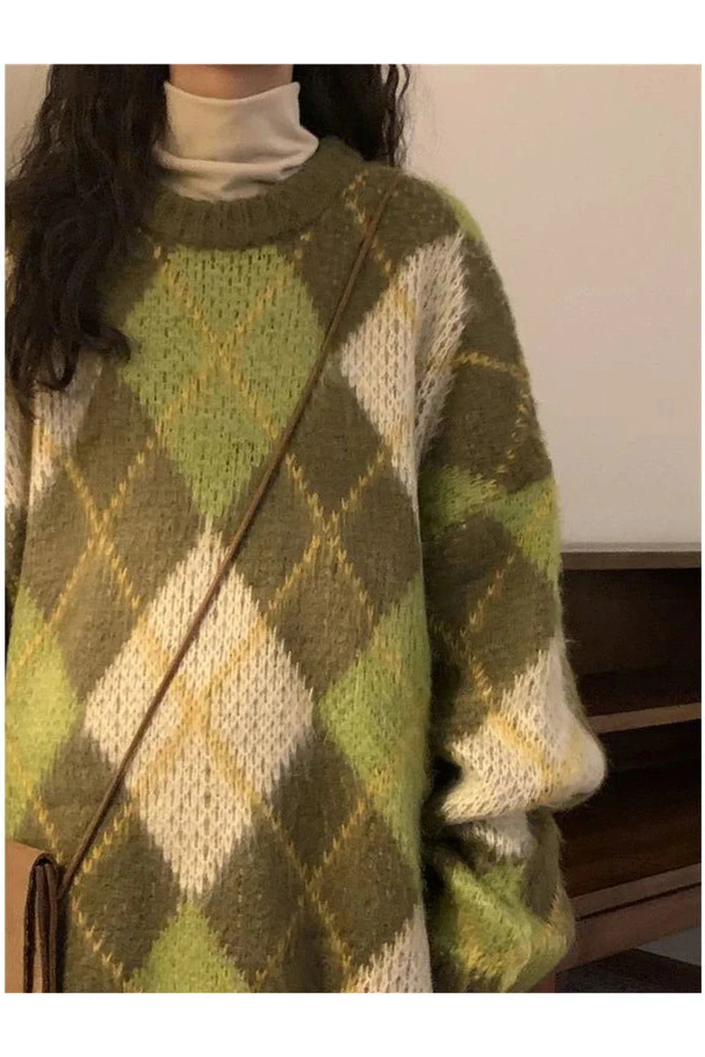 Mossy Plaid Oversized Sweater