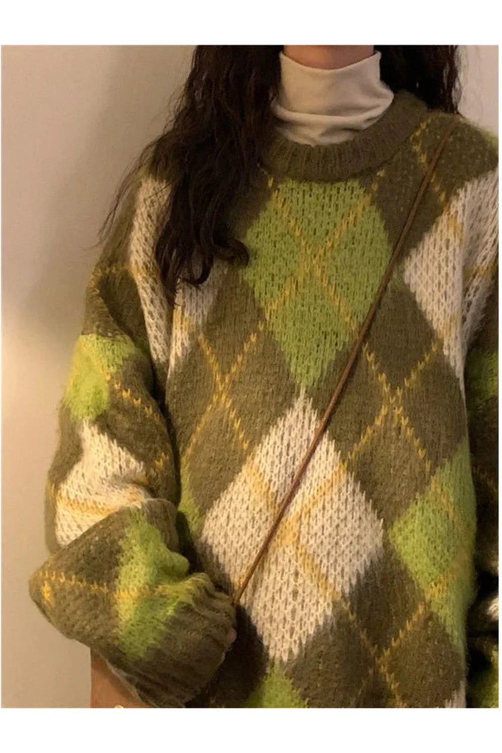 Mossy Plaid Oversized Sweater