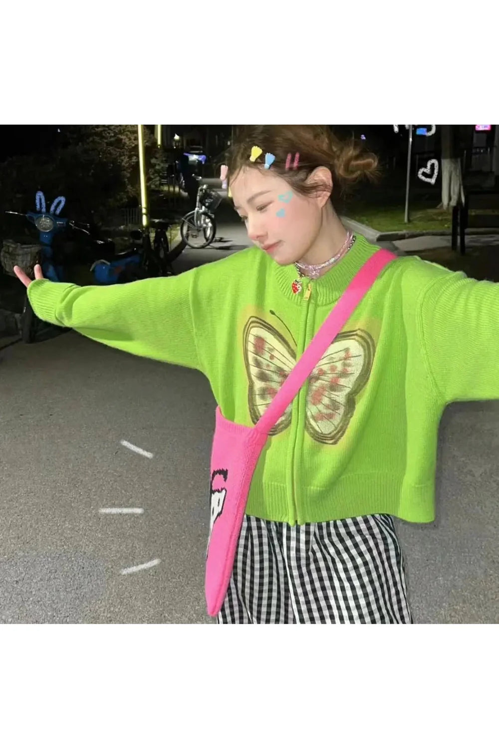 Fall Neon Butterfly Knit Cardigan