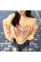 Fall Neon Butterfly Knit Cardigan