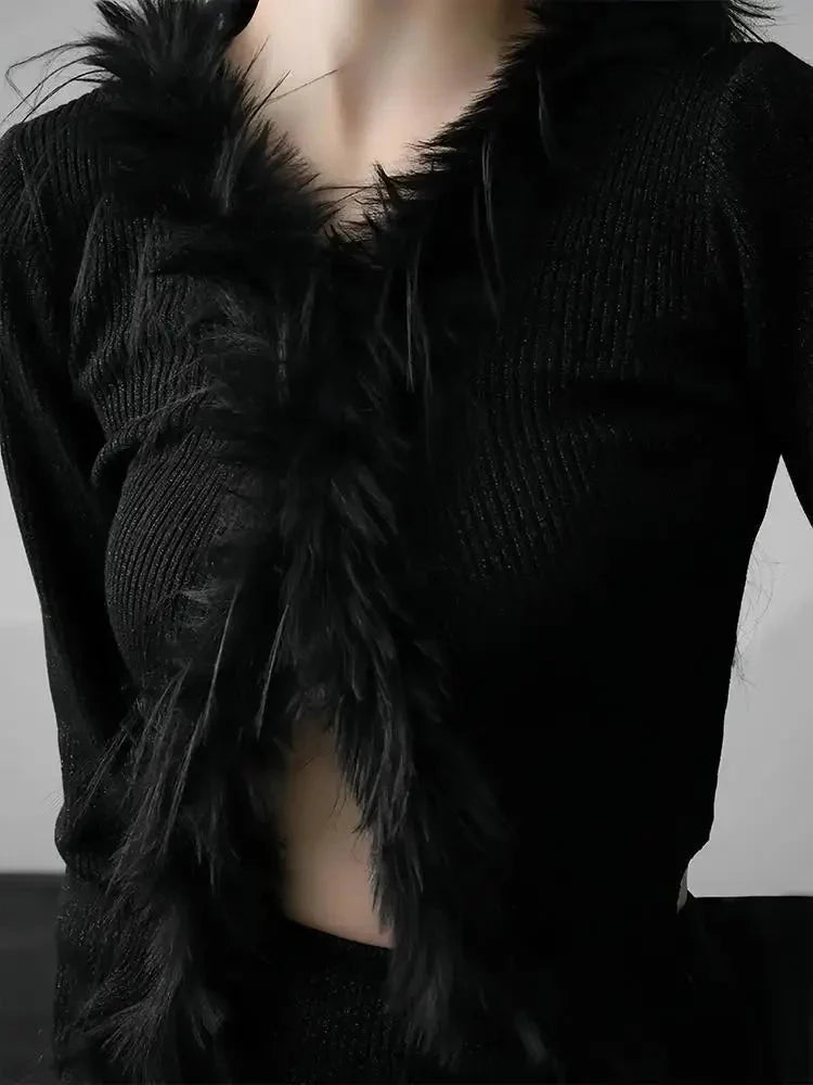 Noir Feather Finesse Top