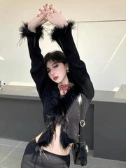 Noir Feather Finesse Top