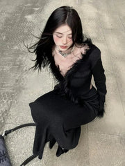 Noir Feather Finesse Top