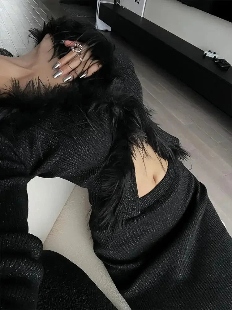 Noir Feather Finesse Top
