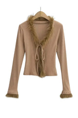 Noir Feather Trim Allure Top