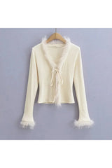 Noir Feather Trim Allure Top