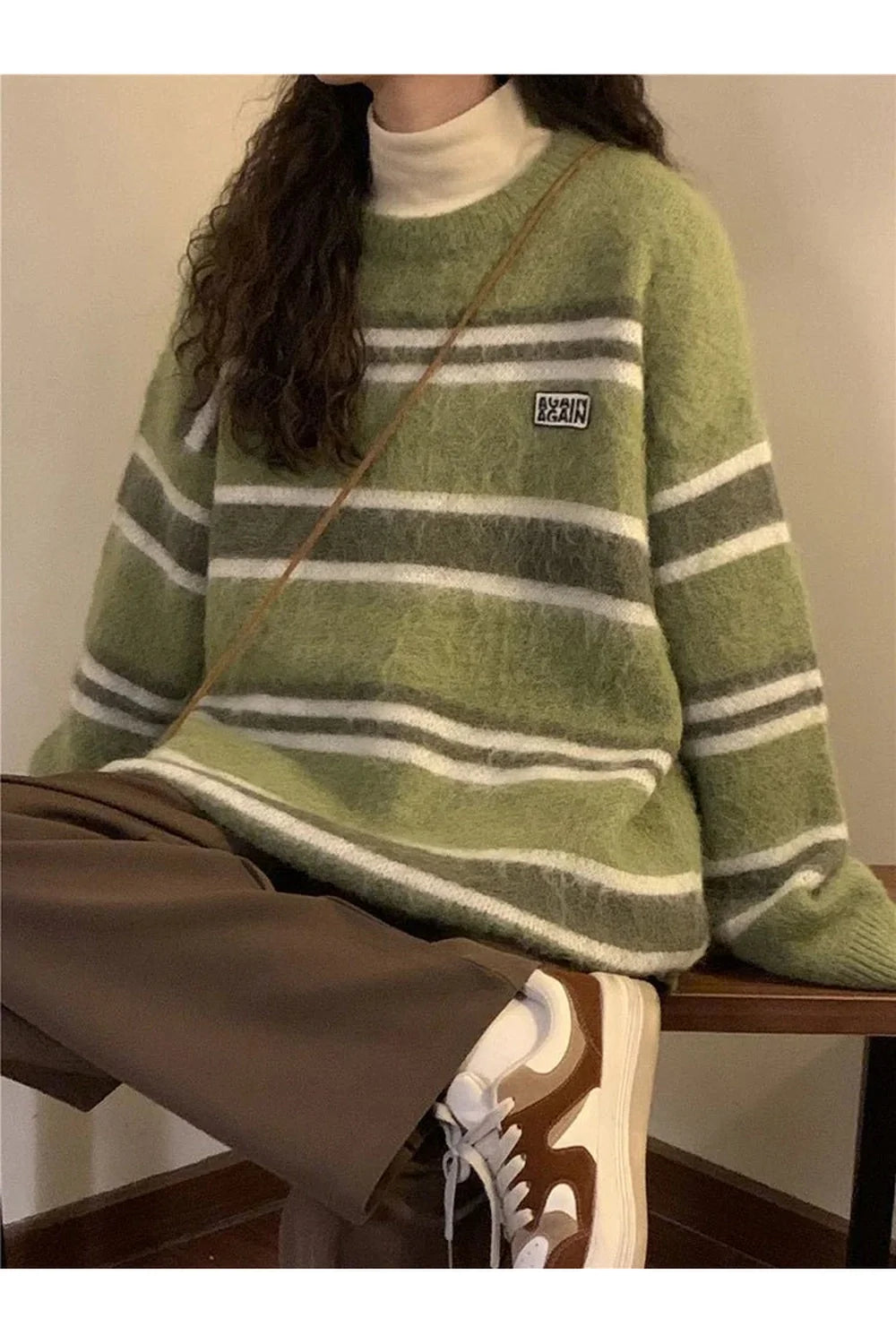 Fall O Neck Striped Sweater