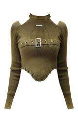 Fall Olive Enigma Harness Sweater