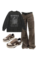 Outfit: Arctic Edge Cargo Pants+Bell Witch Gothic Long Sleeve Top+Muffin Thick Bottom Sports Shoes