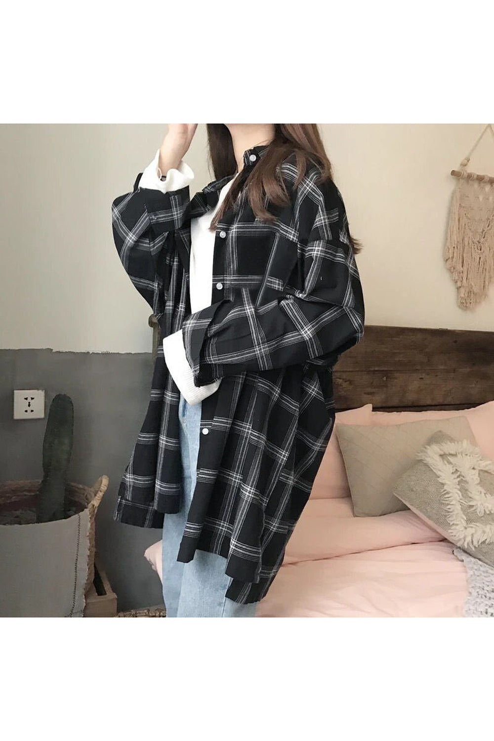 Oversize Grunge Plaid Shirt