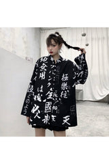 Oversize Hieroglyphs print Blouse