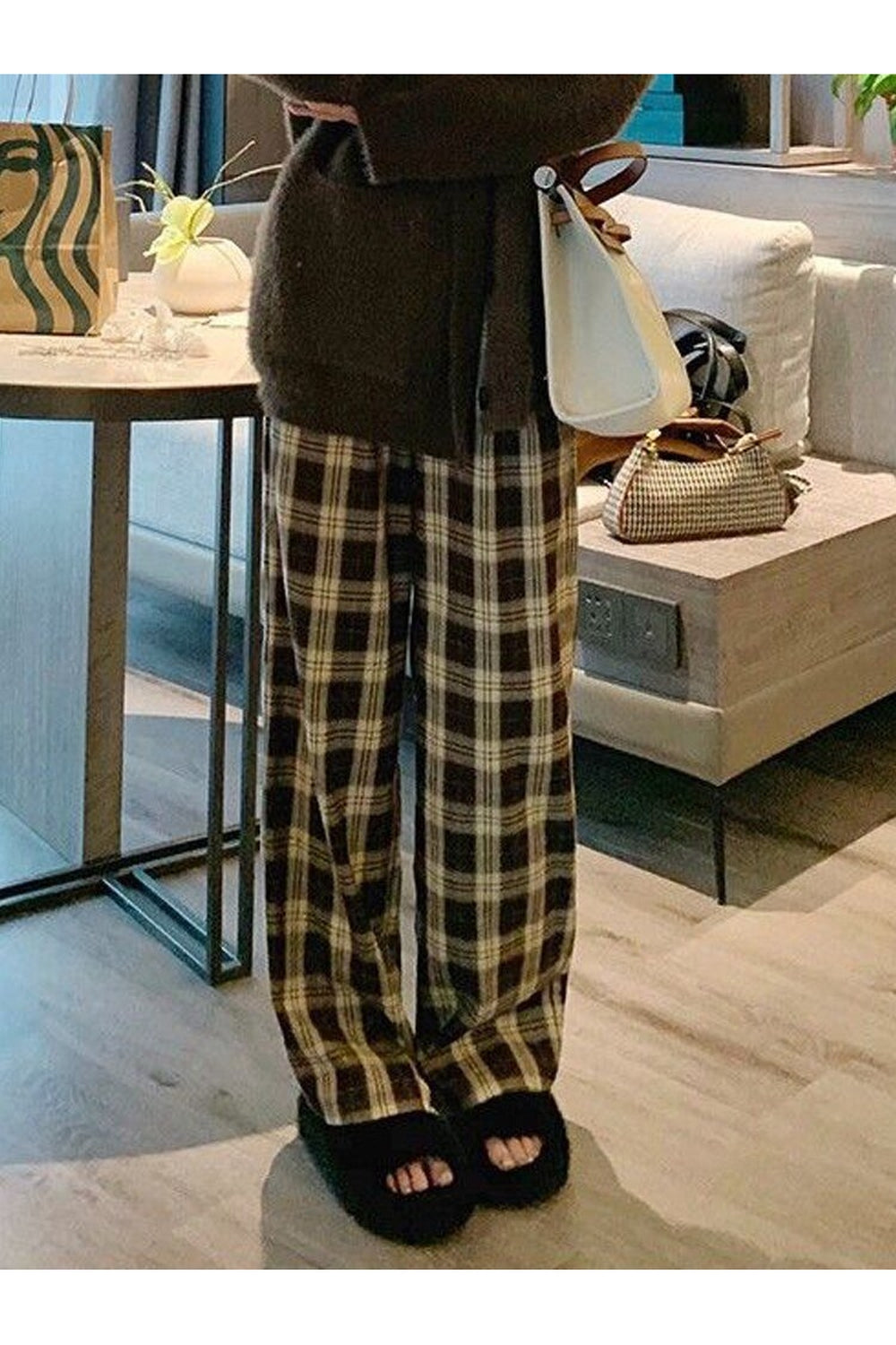 Oversize Plaid Wide Leg Pants
