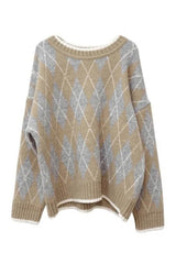 Fall Oversized Argyle Sweater