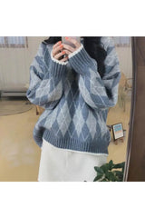 Fall Oversized Argyle Sweater